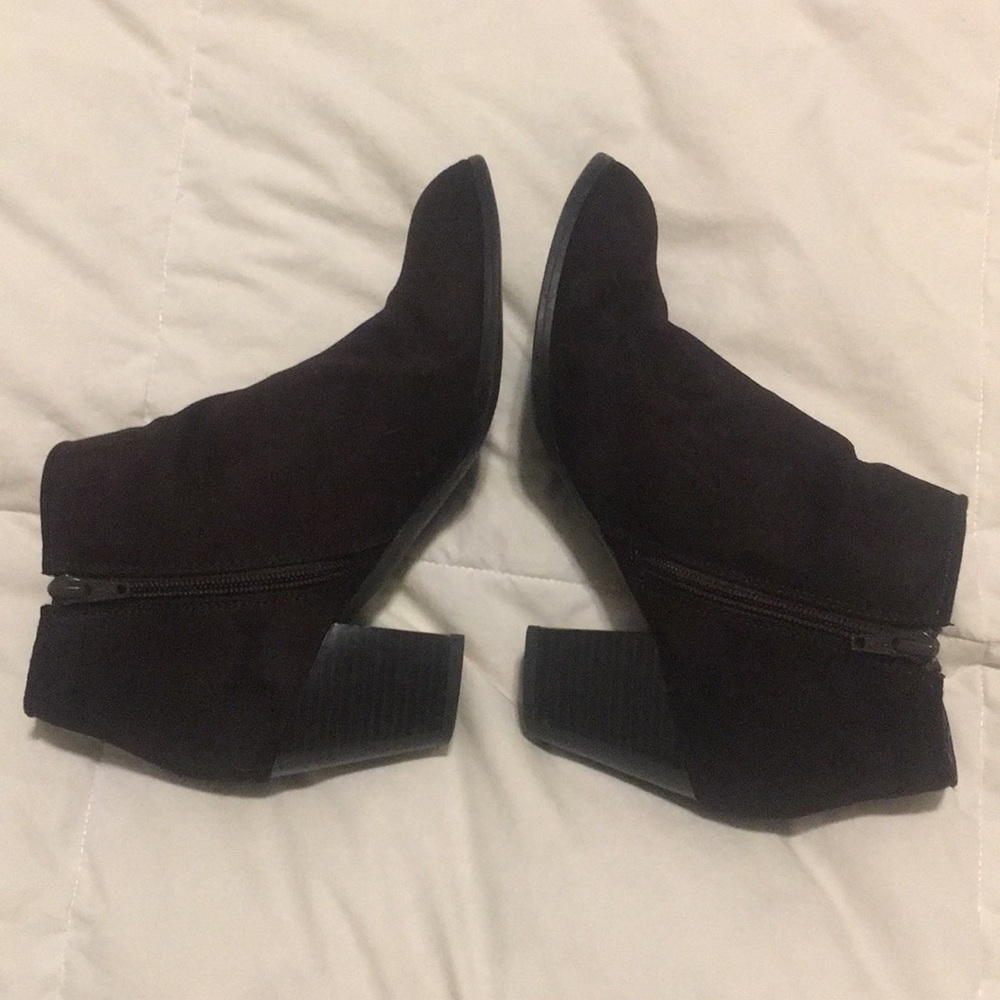Dark brown suede booties